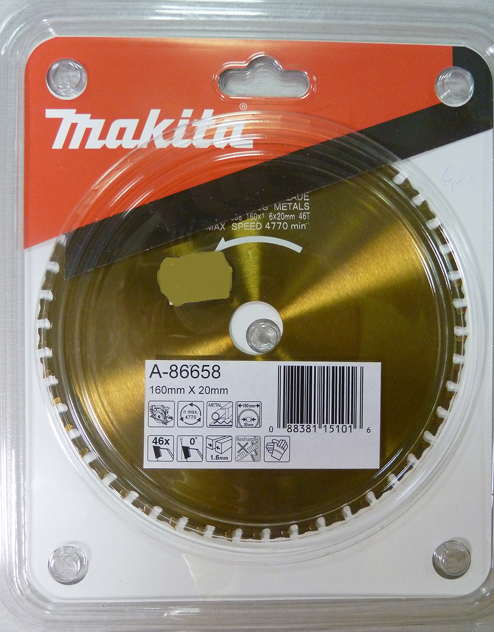 Lame de scie pour le métal Makita; 160x1,6x20,0 mm; Z46; 0°