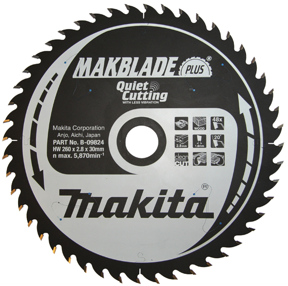 Lame de scie Makita; 260x2,8x30,0 mm; Z48; 20°