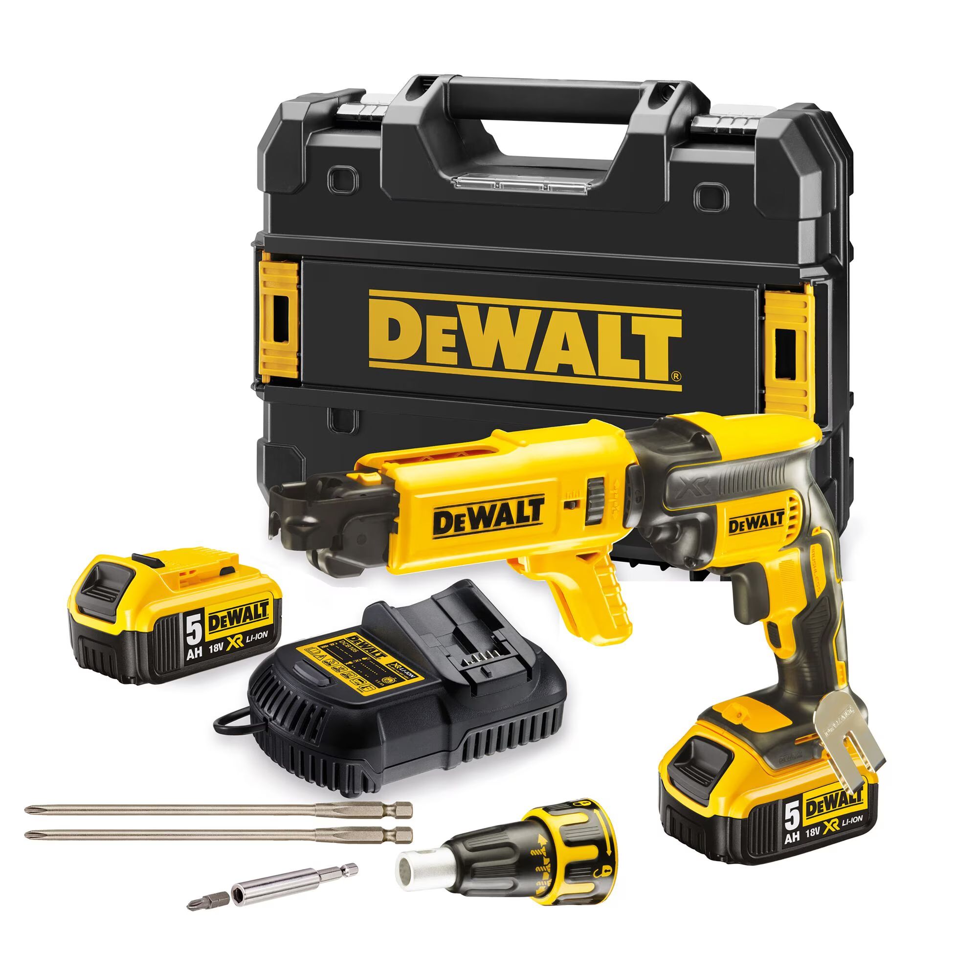 Tournevis pour cloison sèche DeWalt DCF620P2K; 18 V; 2x5,0 Ah accu.