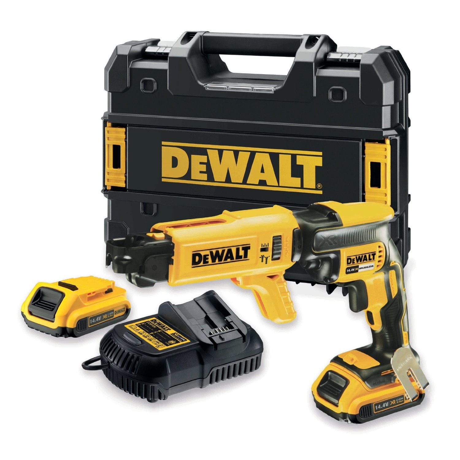 Tournevis pour cloison sèche DeWalt DCF621D2K; 14,4 V; 2x2,0 Ah accu.