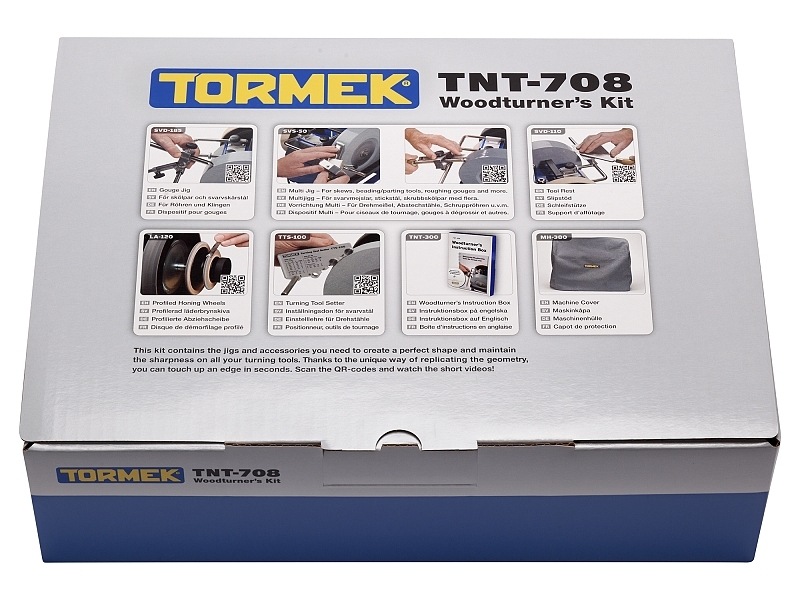 Kit d'affûtage d'outils de tournage Tormek TNT-708 (SVS-50, SVD-186, TTS-100, SVD-110, LA-120, MH-380, TNT-300)